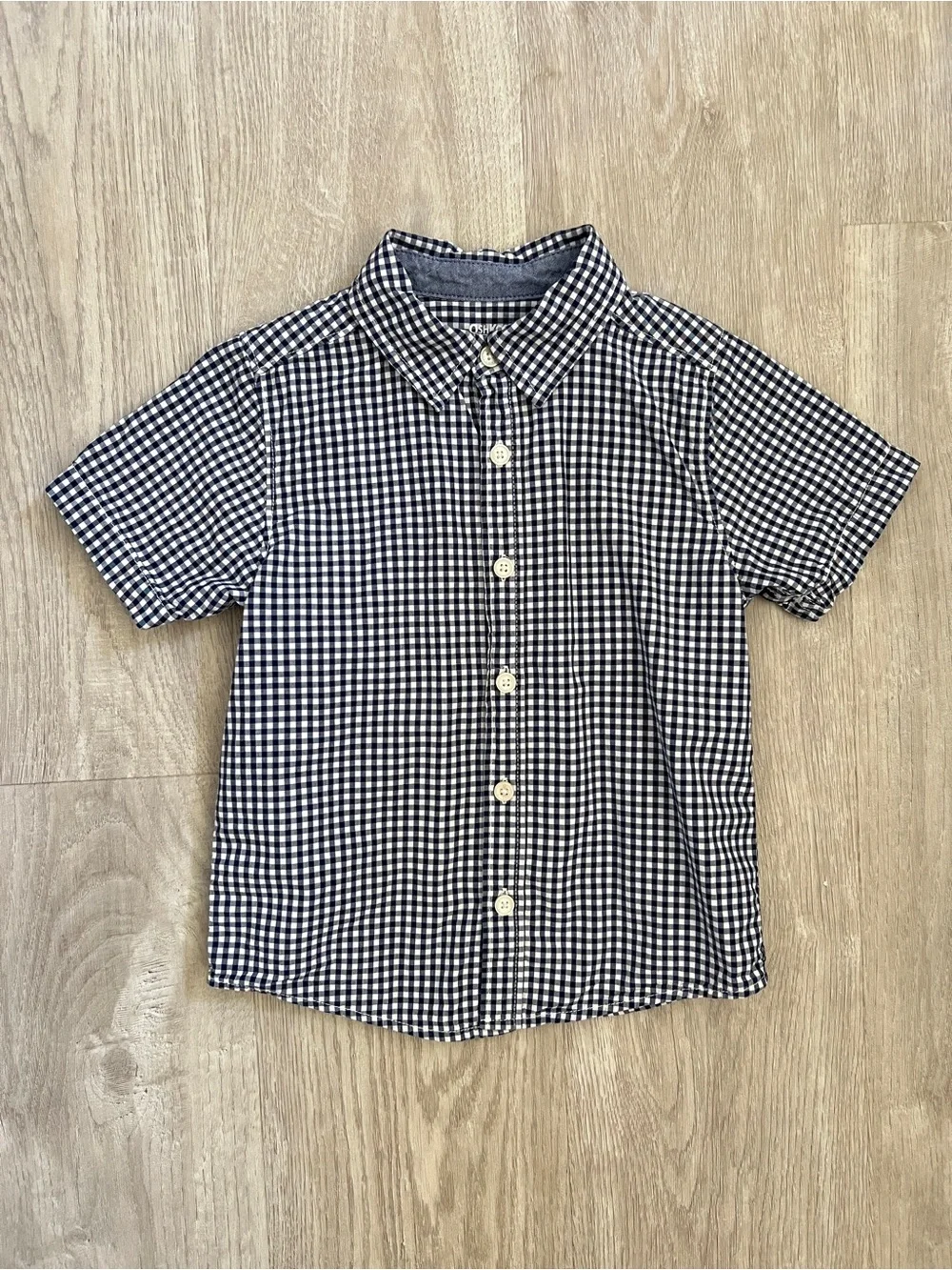 Gap Kids OshKosh Boys 4/5 Gingham Shirt Navy Pull On Shorts 2 Piece Outfit